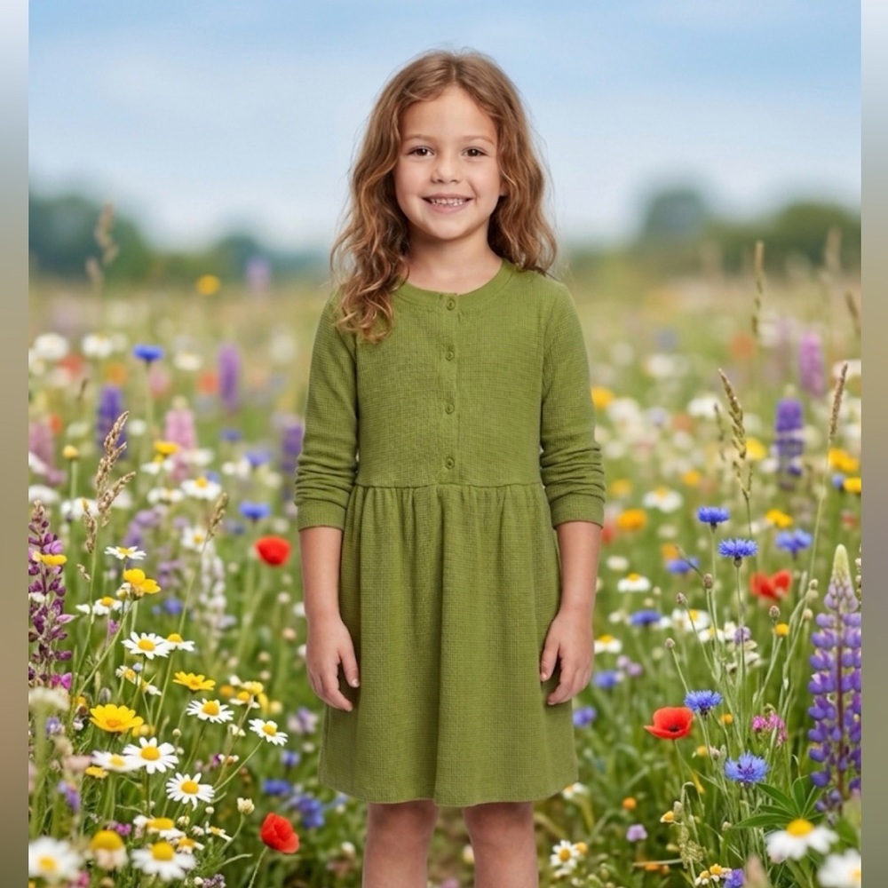 dip Olive Green Kids Dress